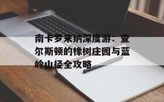南卡罗来纳深度游：查尔斯顿的橡树庄园与蓝岭山径全攻略