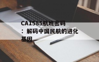 CA1585航班密码：解码中国民航的进化基因