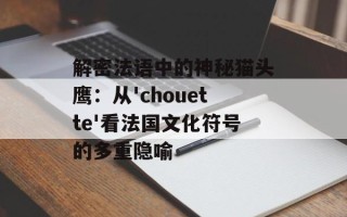 解密法语中的神秘猫头鹰：从'chouette'看法国文化符号的多重隐喻