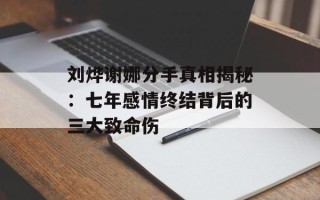 刘烨谢娜分手真相揭秘：七年感情终结背后的三大致命伤