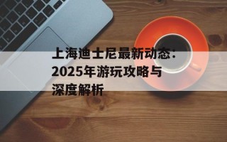上海迪士尼最新动态：2025年游玩攻略与深度解析