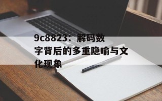 9c8823：解码数字背后的多重隐喻与文化现象
