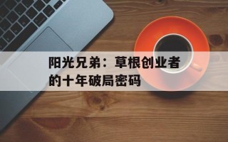 阳光兄弟：草根创业者的十年破局密码