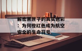 解密黑匣子的真实色彩：为何橙红色成为航空安全的生命符号