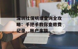 深圳社保明细查询全攻略：手把手教你查缴费记录、账户余额