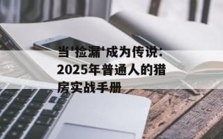 当'捡漏'成为传说：2025年普通人的猎房实战手册