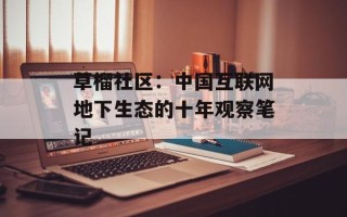 草榴社区：中国互联网地下生态的十年观察笔记