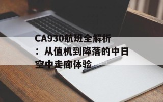 CA930航班全解析：从值机到降落的中日空中走廊体验