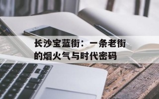 长沙宝蓝街：一条老街的烟火气与时代密码