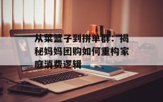从菜篮子到拼单群：揭秘妈妈团购如何重构家庭消费逻辑