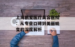 上海鹏爱医疗美容医院：从专业口碑到美丽蜕变的深度解析